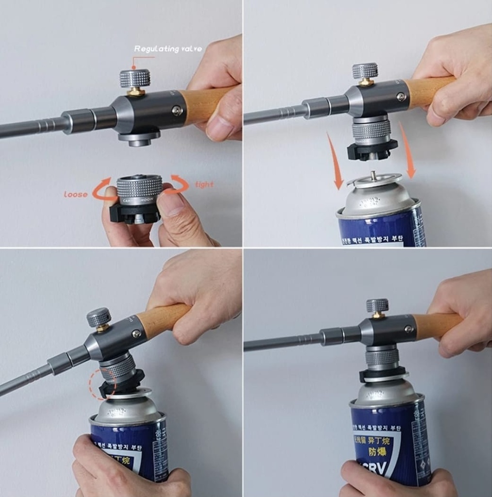 Lighter Butane Gas Head Long Wooden Handle JB-99 رأس شعلة البوتان