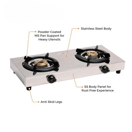 SURYA ROYAL LPG GAS STOVE 2 BURNER C49 - SR2BSSS موقد المطبخ