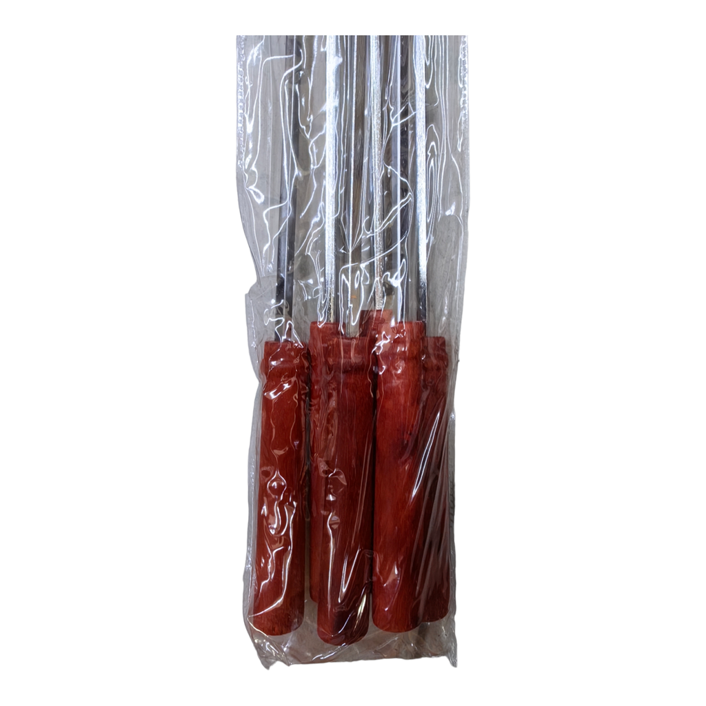BBQ STICKS METAL WOODEN HANDLE 60*0.3*6PC - JBM-308 أسياخ معدنية