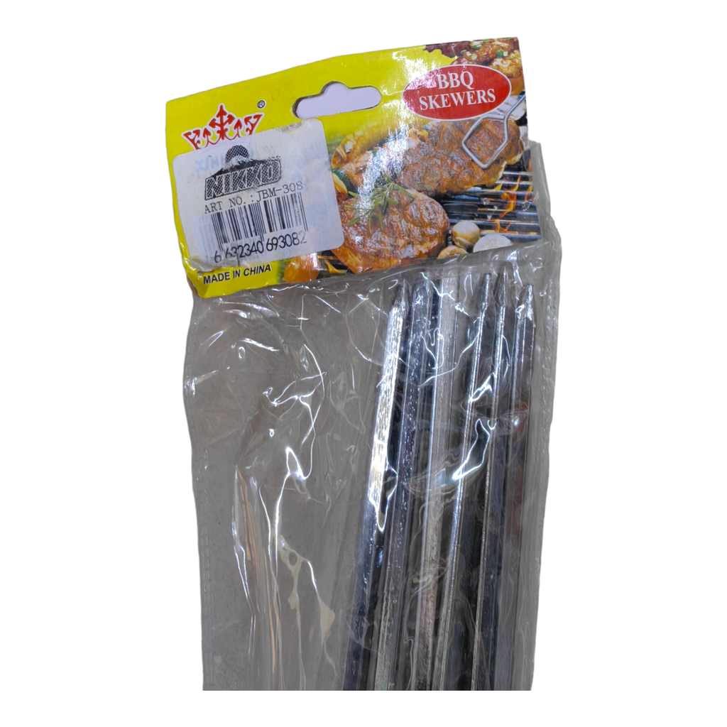 BBQ STICKS METAL WOODEN HANDLE 60*0.3*6PC - JBM-308 أسياخ معدنية