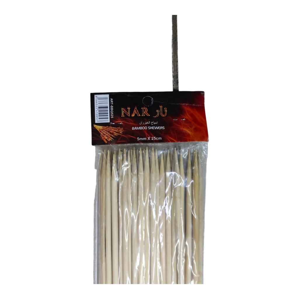 BBQ STICKS 5MM*25CM NAR JBM302 410057 - BBQ525 أسياخ