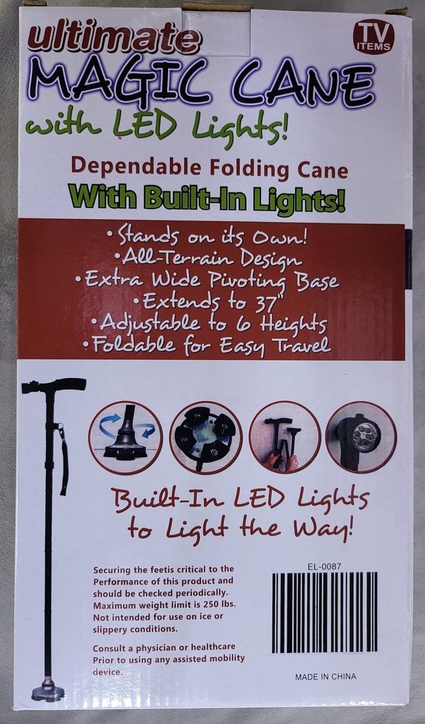 WALKING STICK FOLDABLE WITH LIGHT & BOX EL-0087 91024200 - EL-0087 عصا المشي