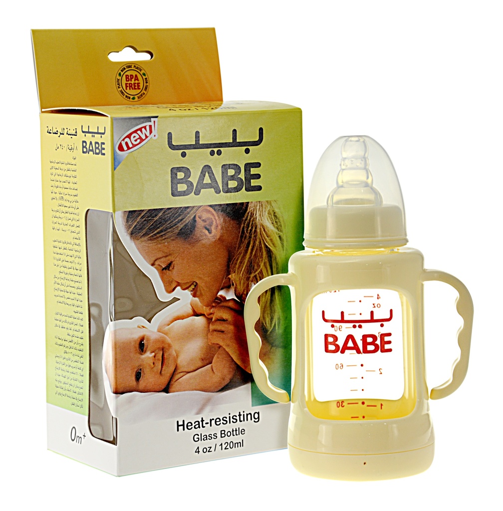 BABE FEEDER GLASS 4OZ PP COVE - BB149 زجاجة الرضاعة