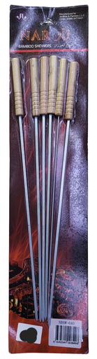 [NBSW-640] NAR BBQ SKEWERS WOODEN HANDLE  6PCS 008496 - NBSW-640 أسياخ