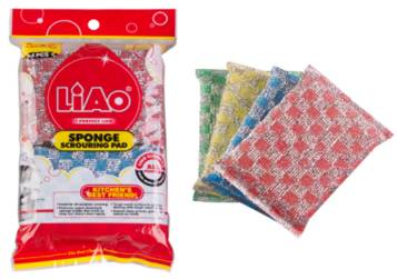 [F130038] F130038 LIAO SPONGE SCOURING PAD 4PCS 706349 وسادة تنظيف الإسفنج
