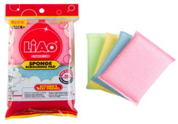 [F130036] F130036 LIAO SPONGE SCOURING 4-PCS 706325 وسادة تنظيف الإسفنج