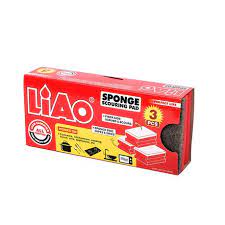 [H130030] H130030 LIAO SPONGE SCOURING PAD 3PCS 704185 وسادة تنظيف الإسفنج
